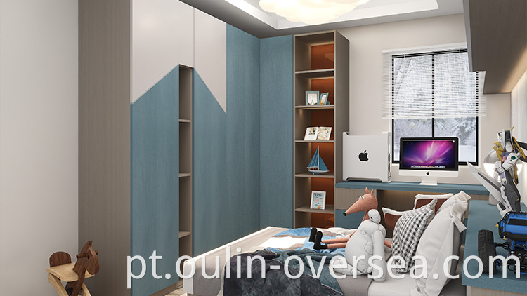 Modern simple children bedroom wardrobes with desk